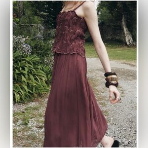 ZARA elegant wine dress with embroidery size large